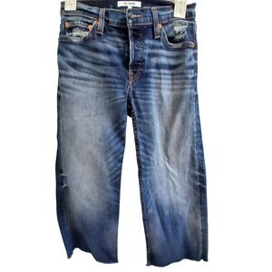 RE/DONE Womens Denim‎ Mid Rise Wide Leg Crop Jeans Distressed Size 24